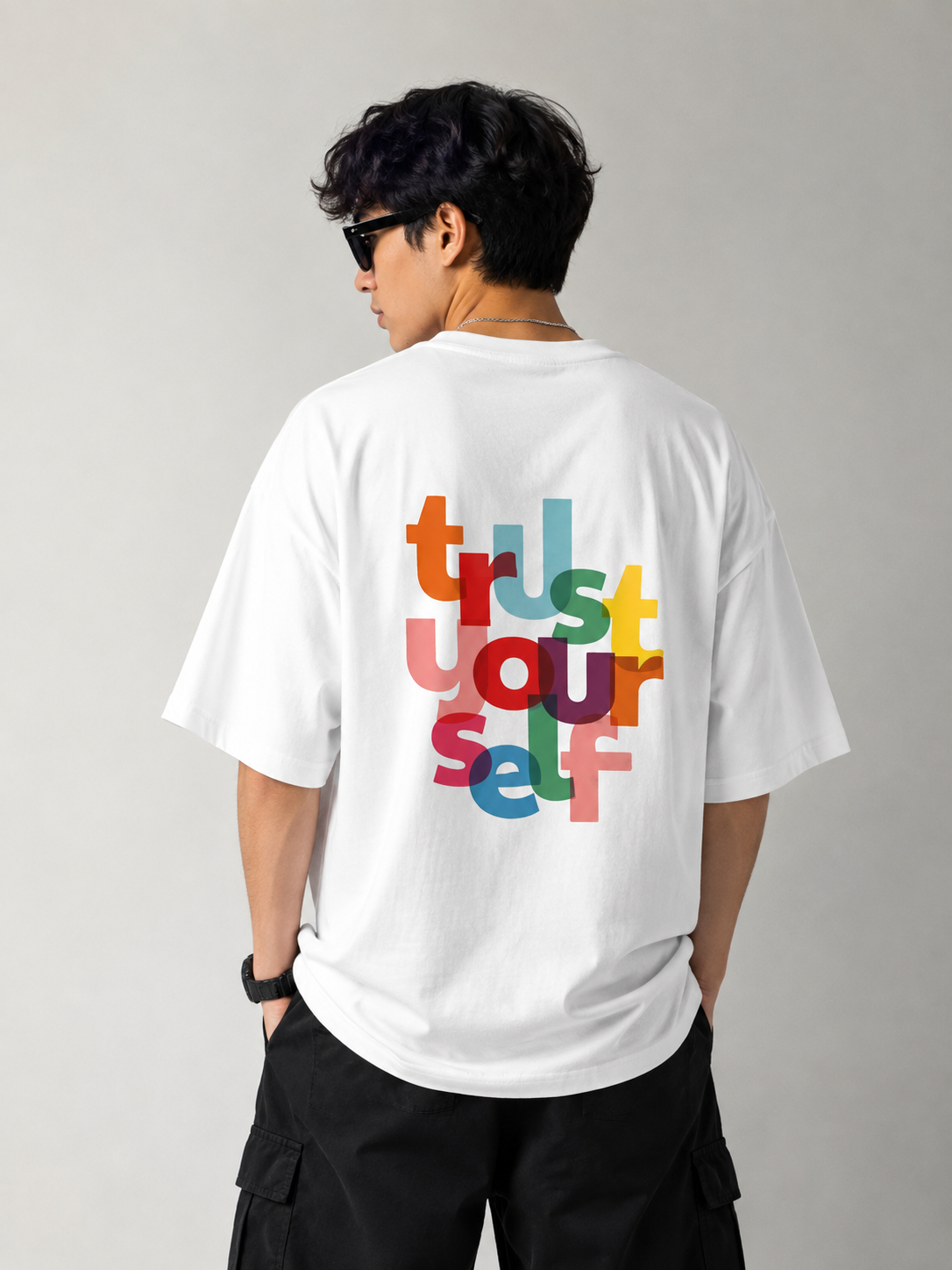 Trust Yourself Graphic Oversized T-Shirt – White