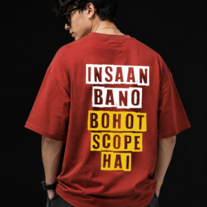 Insaan Bano Graphic Oversized T-Shirt – Red