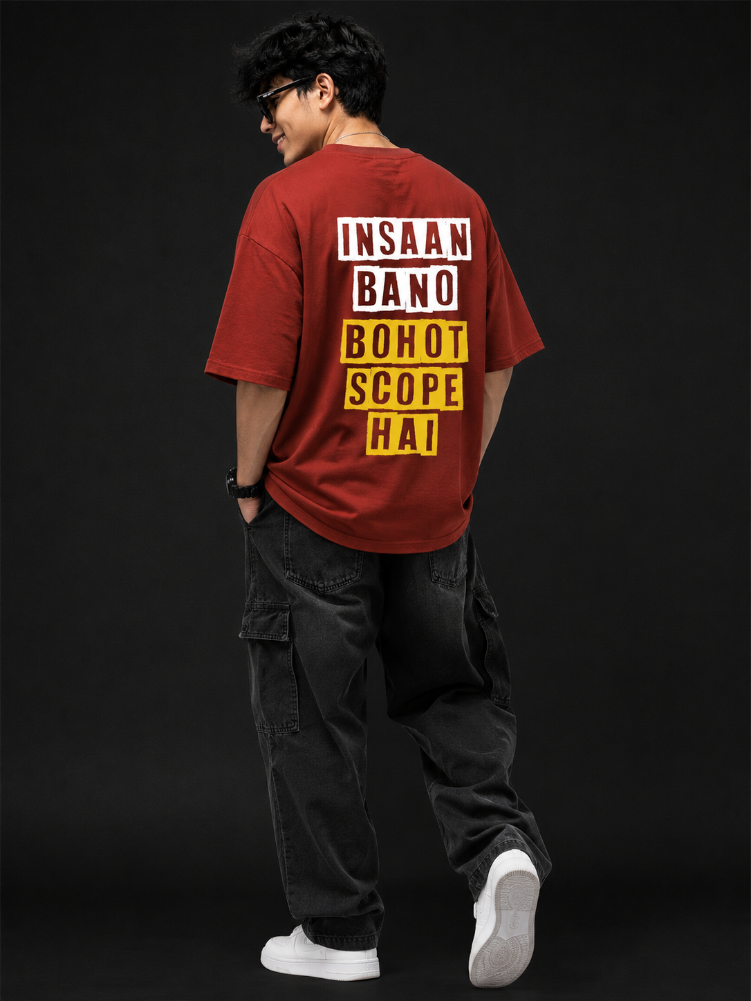 Insaan Bano Graphic Oversized T-Shirt – Red