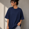 Funny Cartoon Graphic Oversized T-Shirt – Navy Blue
