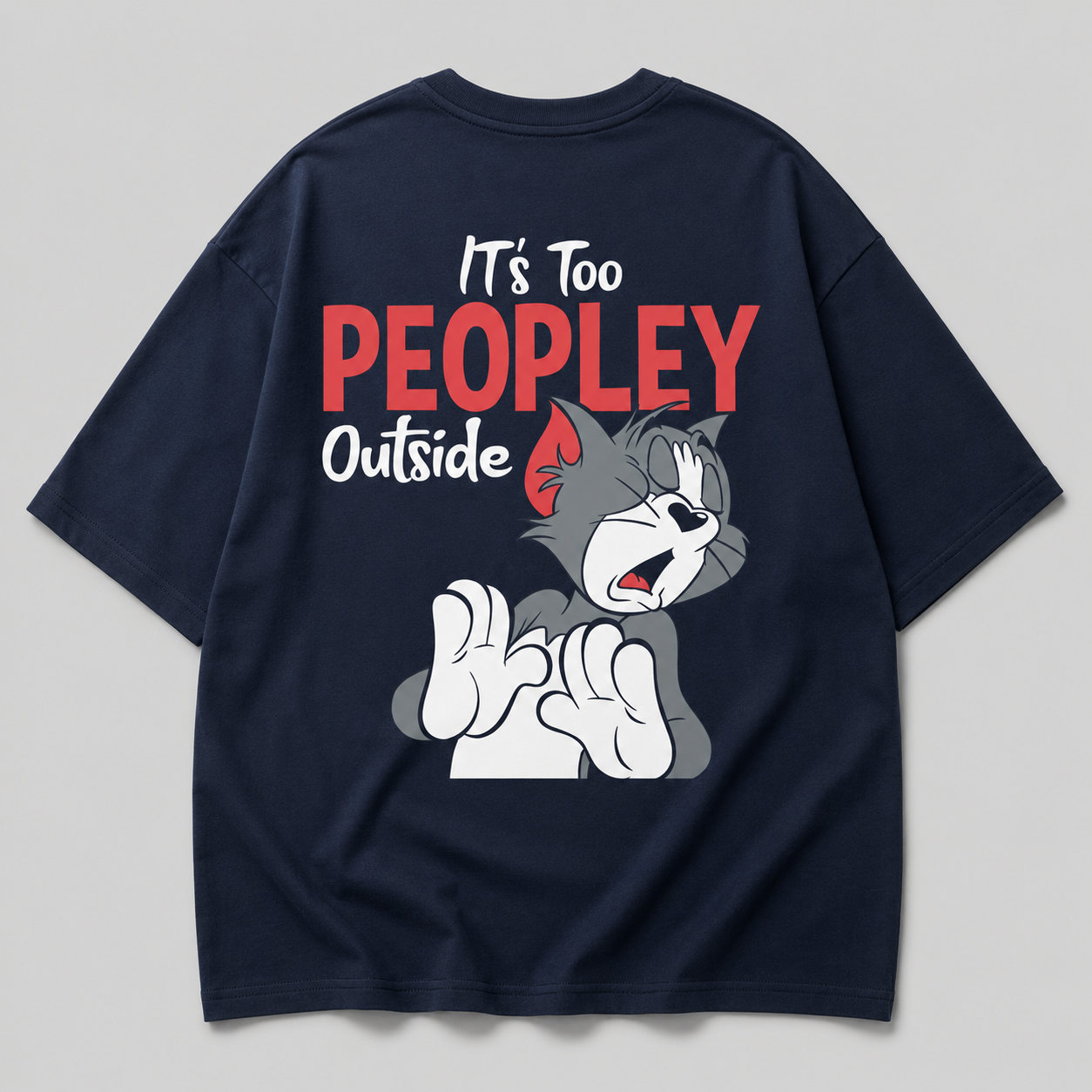 Funny Cartoon Graphic Oversized T-Shirt – Navy Blue